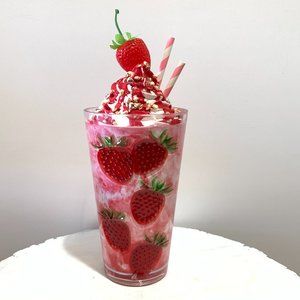 Handmade Faux Strawberry Milkshake.